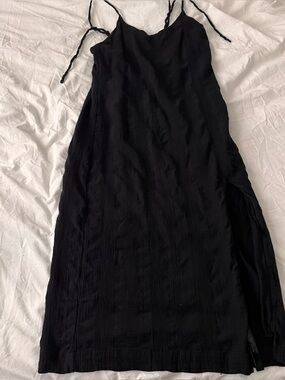 Free People Black Mid Length Linen Cotton Blend Dress Small
